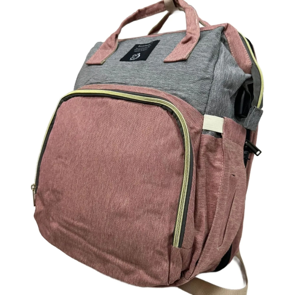 Mochila Bolso Pañalera Con Cuna Para Bebe 3 En 1 Palo Rosa