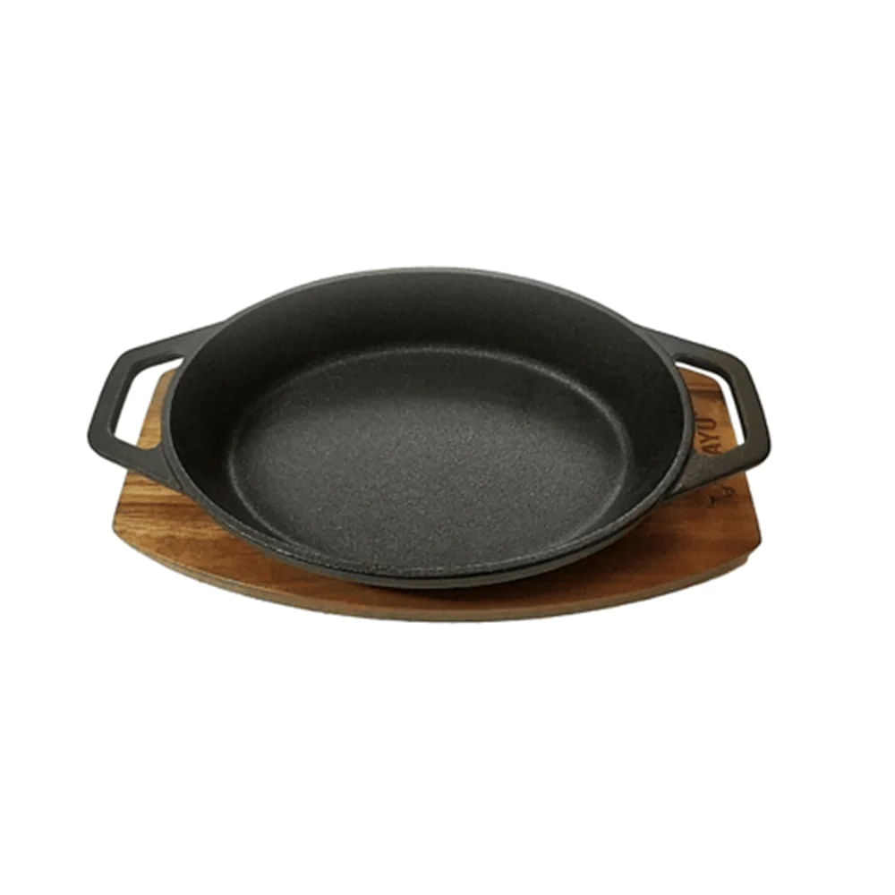 OLLA CACEROLA DE HIERRO FUNDIDO WAYU CON BASE DE MADERA