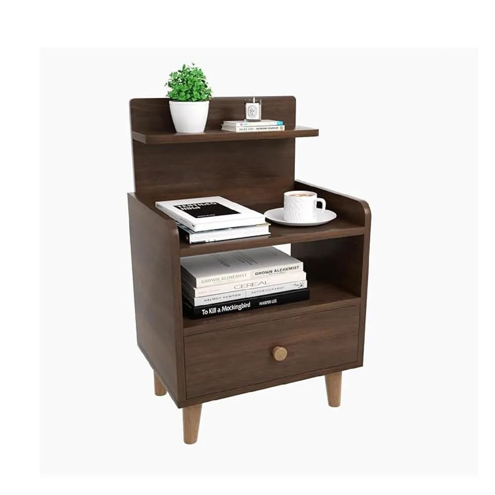 Mesa de Noche Multiusos Yida color Marrón 1 cajón mas Repisas TU MESITA