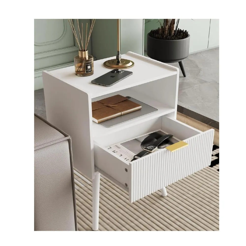 Mesa Moderna Ranurada Sofi color Blanco 1 cajón TU MESITA