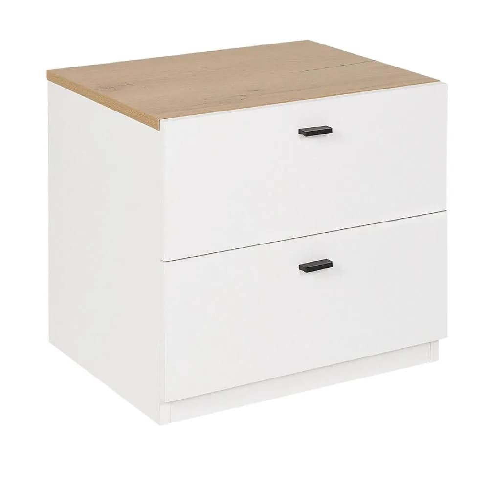 Mesa de Noche Velador Marifer color Blanco/Marrón 2 cajones TU MESITA