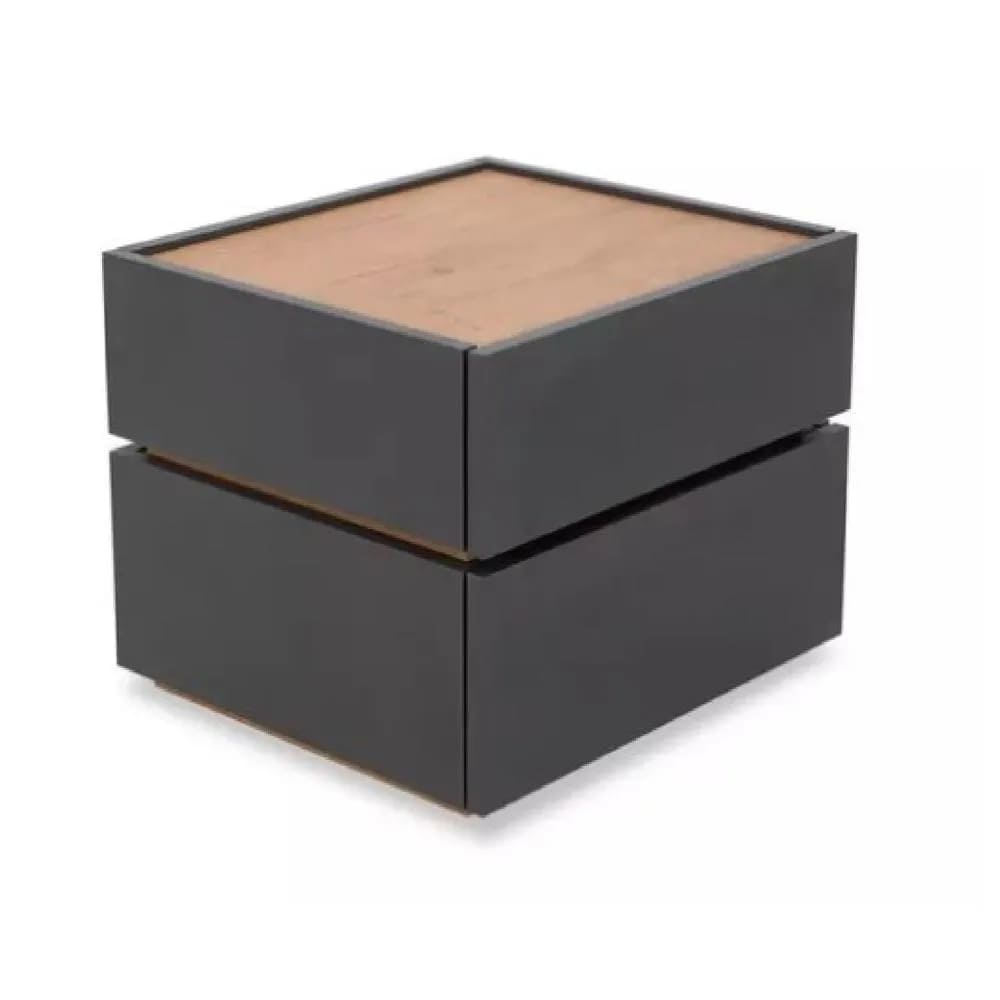 Mesa de Noche Rafael Moderna color Gris Oscuro/Marrón 2 cajones TU MESITA