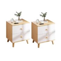 Velador Clásico Foxy color Blanco/Haya 2 cajones TU MESITA