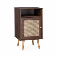 Mesa de Noche Ariosto color Marrón con Rejilla de Ratán 1 puerta TU MESITA