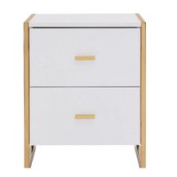 Velador Mesa de Noche Elegante Murcia color Blanco/Dorado 2 cajones TU MESITA