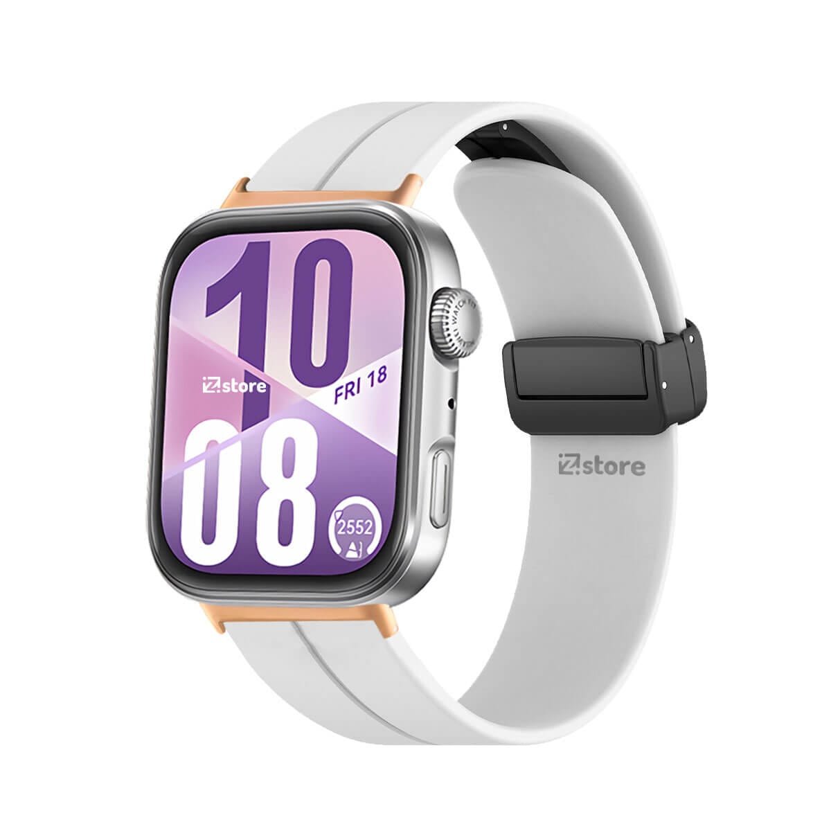 Correa Silicona Para Huawei Watch Fit 4 Broche Magnetico Gold Rose Blanco