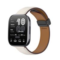 Correa de Cuero Para Amazfit Bip 6 Magnético Crema