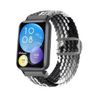 Correa de Nylon Para Huawei Watch Fit 2 Broche PVC Black Gris Tricolor