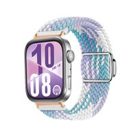 Correa de Nylon para Huawei Watch Fit 4 Broche Magnético Gold Rose Lila tricolor