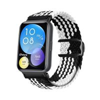 Correa de Nylon Para Huawei Watch Fit 2 Broche PVC Black Negro Bicolor