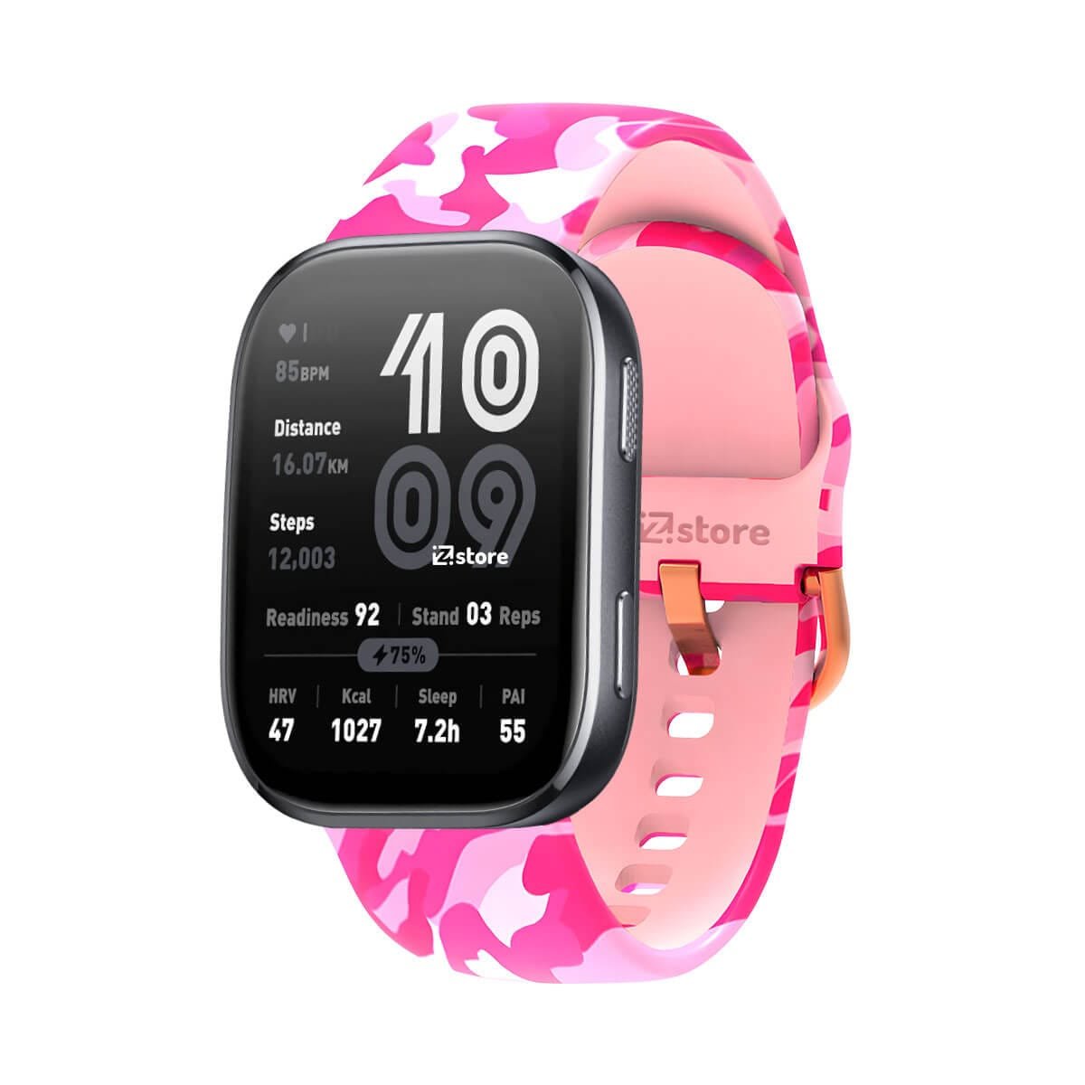 Correa Silicona Para Amazfit Bip 6 Camuflado Rosado