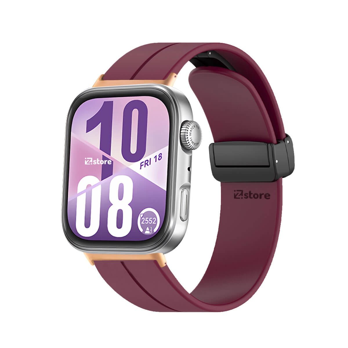 Correa Silicona Para Huawei Watch Fit 4 Broche Magnetico Gold Rose Vino
