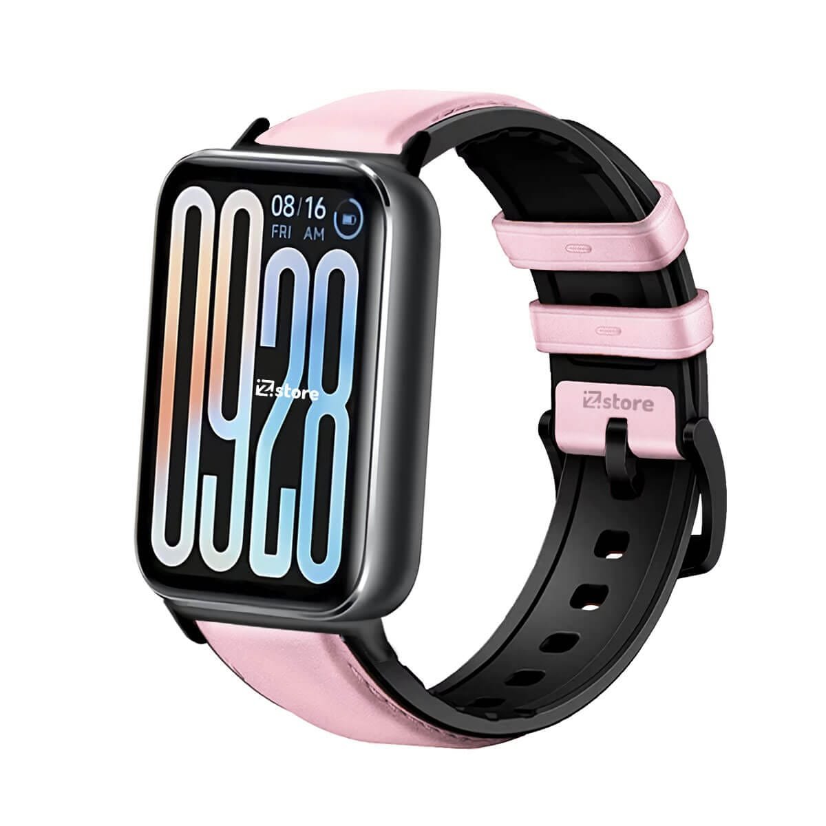 Correa de Cuero Para Xiaomi Smartband 9 Pro Black Rosado