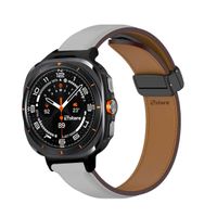 Correa de Cuero Para Samsung Galaxy Watch Ultra Magnético Gris
