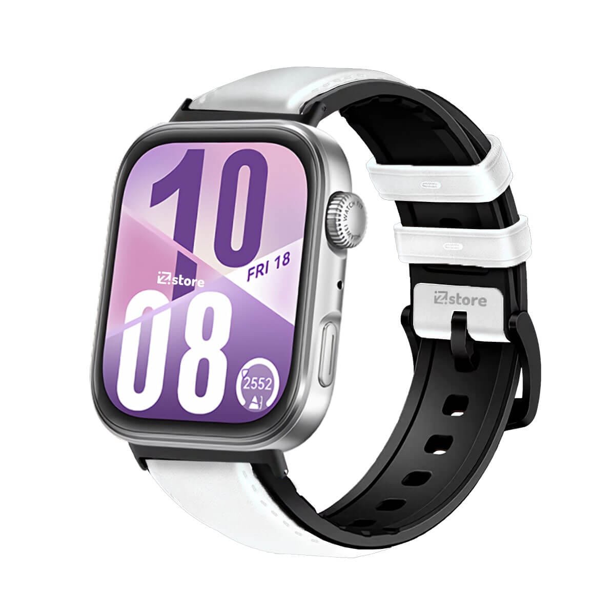 Correa de Cuero Para Huawei Watch Fit 4 Black Blanco