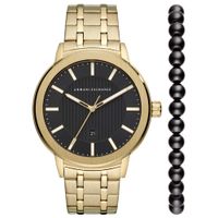 Reloj Armani Exchange Maddox AX7108 Fecha Acero Inoxidable Dorado Set Con Pulsera