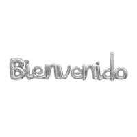 Globo metálico letras Bienvenido plateado