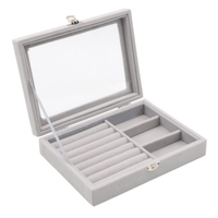 Joyero Caja Organizadora Portátil Terciopelo Gris