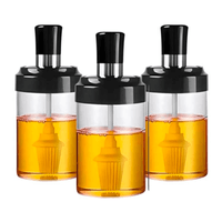 Set de 3 Condimenteros con Cepillo para Aceite Frasco de Vidrio