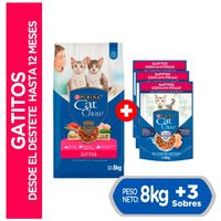 Pack Alimento Húmedo para Gatos CAT CHOW Adultos Pollo 85gr x3un + Alimento para Gatos CAT CHOW Gatitos en Bolsa de 1kg