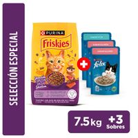 Pack FRISKIES adultos sabor Salmón 7.5Kg + FELIX Classic con Atún 85g + Classic con Salmón 85g x2un