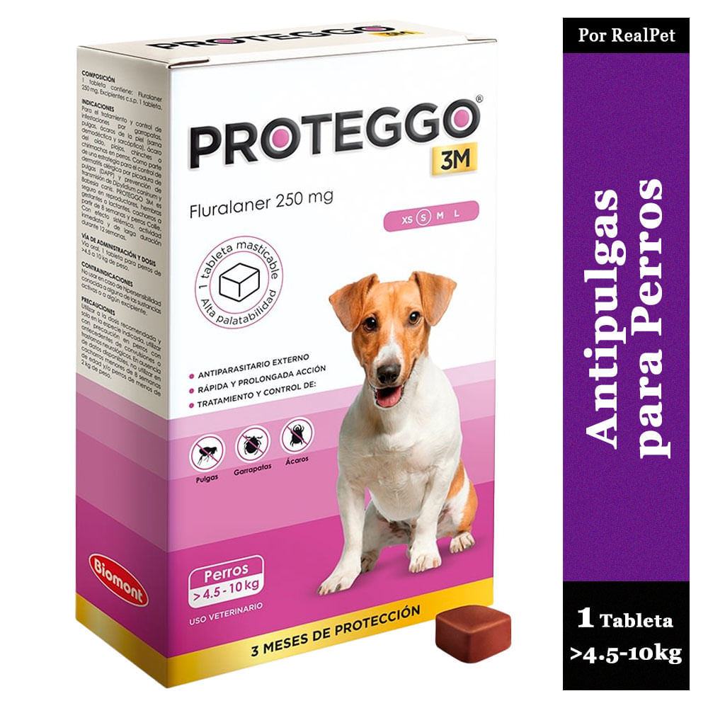 Antipulga Masticable Proteggo 3M para Perros de 4.5 - 10 kg
