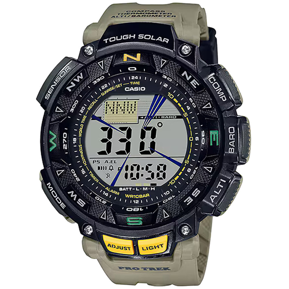Reloj Casio Pro Trek Solar PRG-240-5 Triple Sensor Digital Brújula Barómetro Altímetro Termómetro