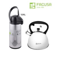 Termo con Dispensador 1.9L y Tetera Acero Inoxidable 3L Facusa 2025