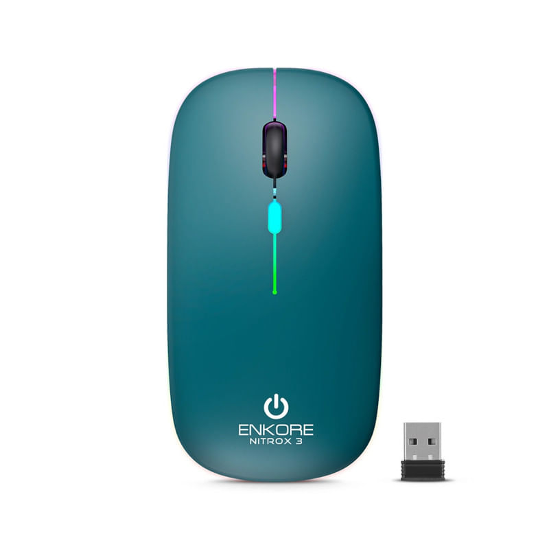 MOUSE INALAMBRICO WIFI- BLUETOOTH-RECARGABLE ENKORE NITROX 3 ENK-M205-3B VERDE