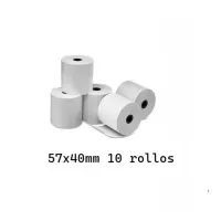 10 rollos papel contometro térmico 57x40mm Tickets 55g