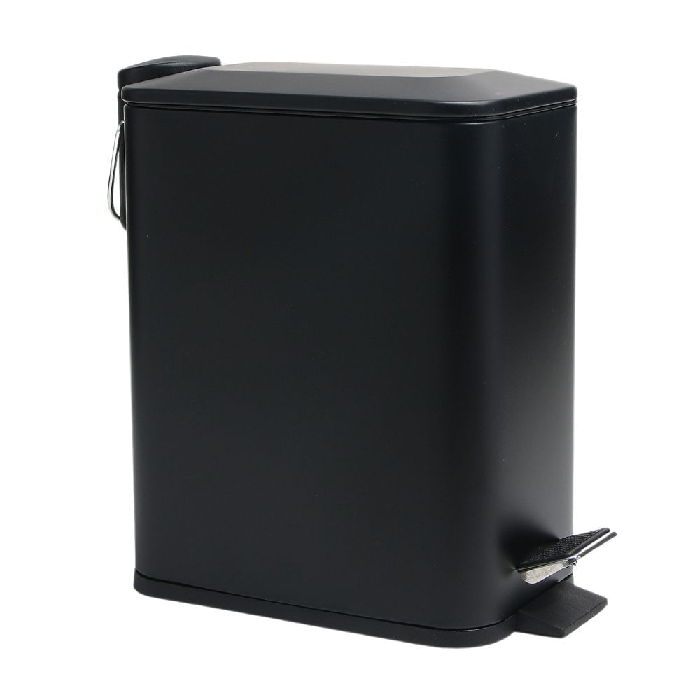 Papelera rectangular metal con pedal 5 litros Negro Orange