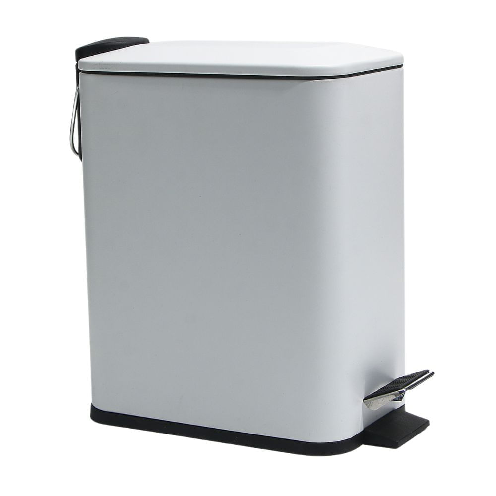 Papelera rectangular metal con pedal 5 litros Blanco Orange
