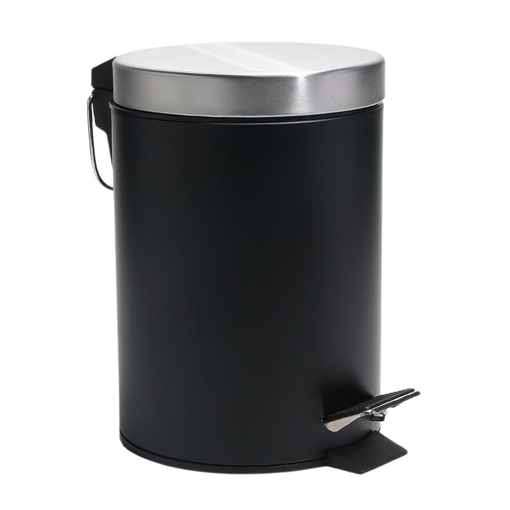 Papelera redonda metal con pedal 3 litros Negro Orange