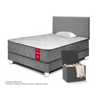 Combo Dormitorio Paraiso Lifestyles Poket 1.5 plazas Plata + Baúl