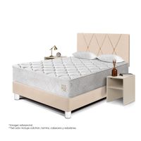Combo Dormitorio Paraiso Pocket Max 2 plazas Champagne + 2 Veladores