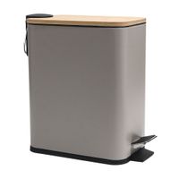 Papelera rectangular metal Taupe + Bambu 5 litros Orange
