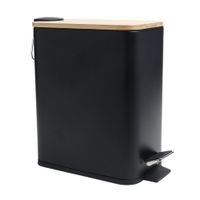 Papelera rectangular metal Negro + Bambu 5 litros Orange