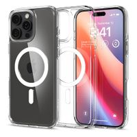Case para iPhone 16 Pro Ultra Hybrid MagFit, color blanco, transparente, con MagSafe y protección de cámara