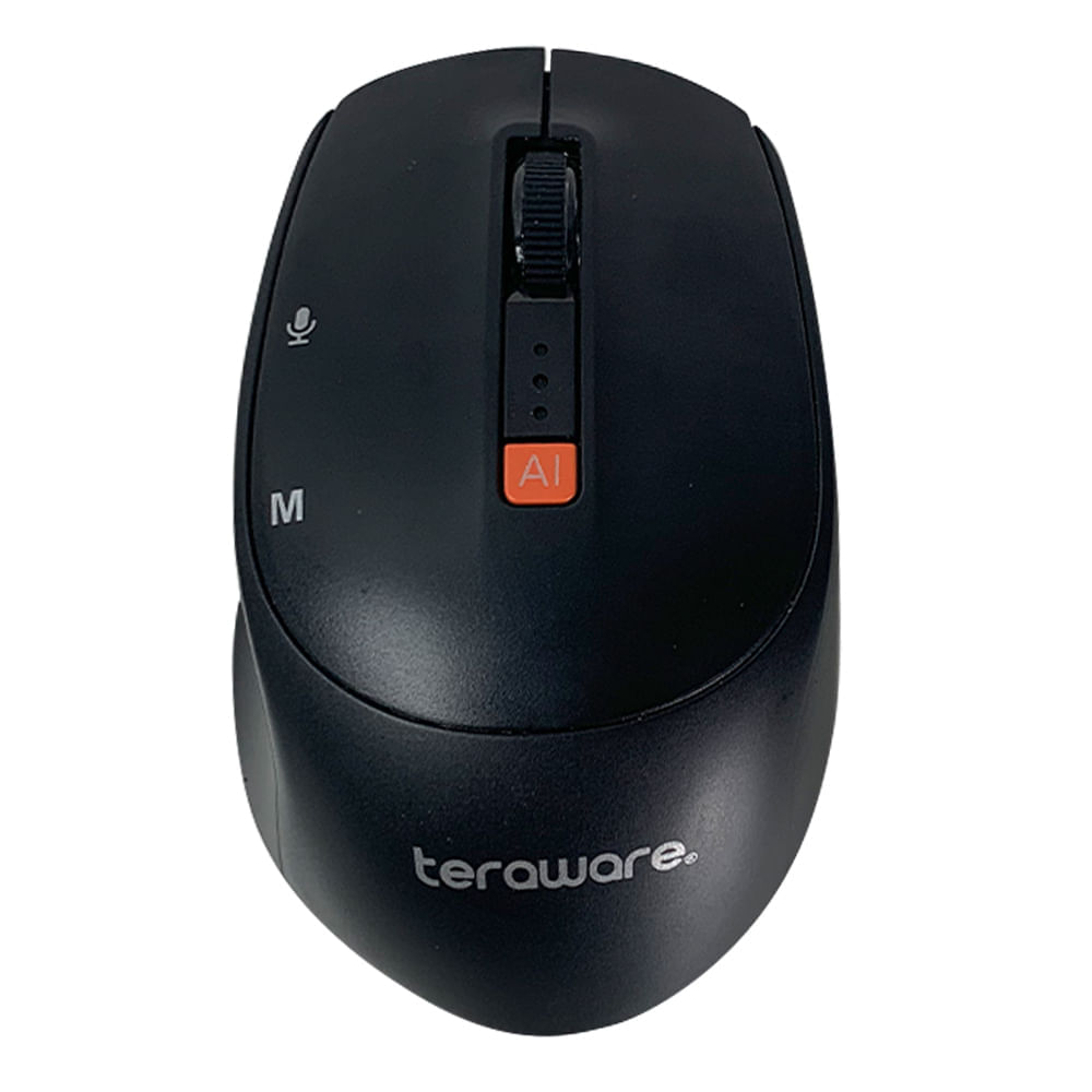 Mouse inalámbrico Teraware IA-Series, 2.4G + Bluetooth, recargable, 1200DPI, 6 botones, conector USB-C, diseño ergonómico, negro