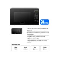 MICROONDAS PANASONIC NN-SB25JBRPK NEGRO 20L  - MEGA IMPORT
