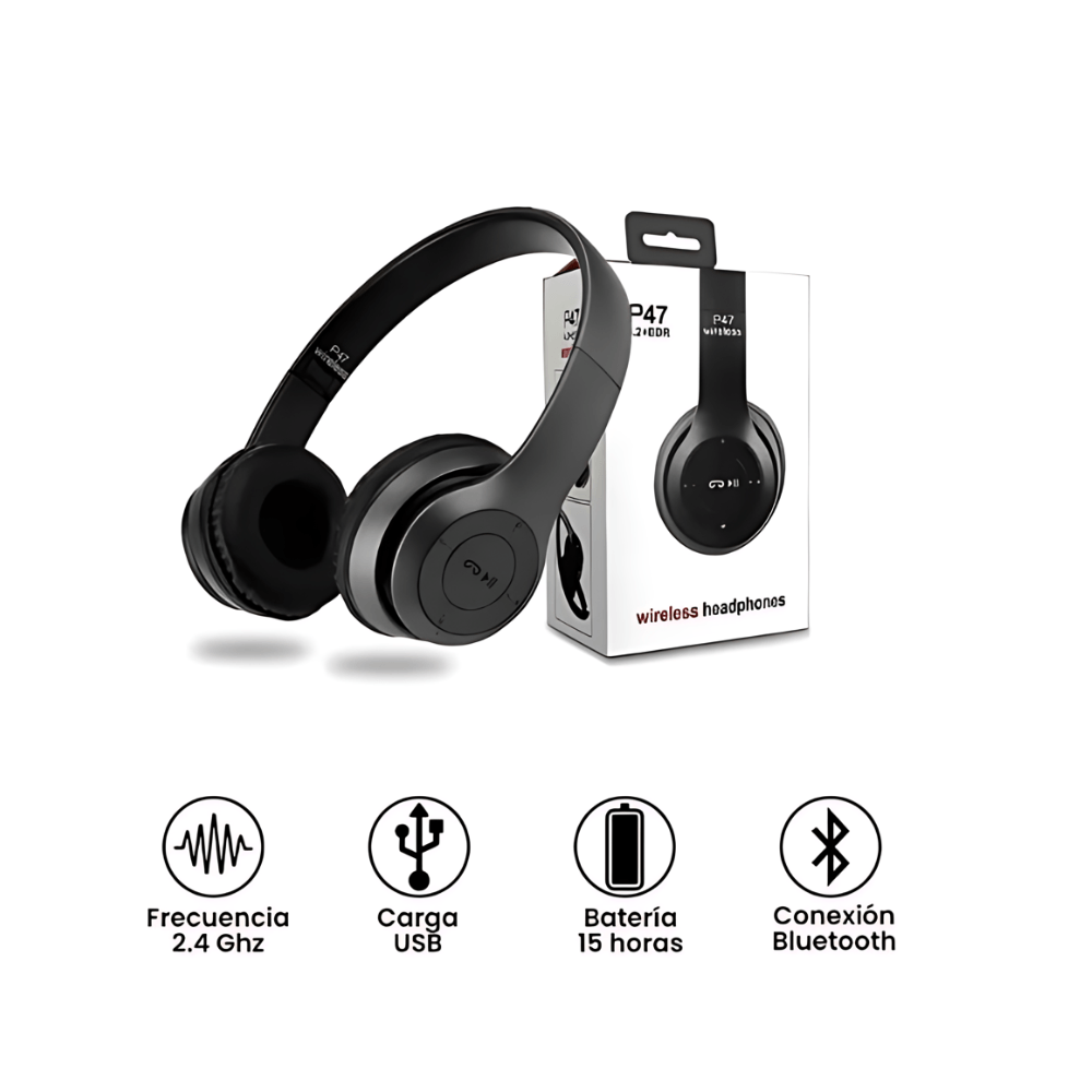 Audífonos Diadema Bluetooth P47 con MIcroSD Manoslibres - GLOBAL KIDS
