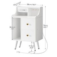 Velador Moderno Robert color Blanco 2 cajones TU MESITA