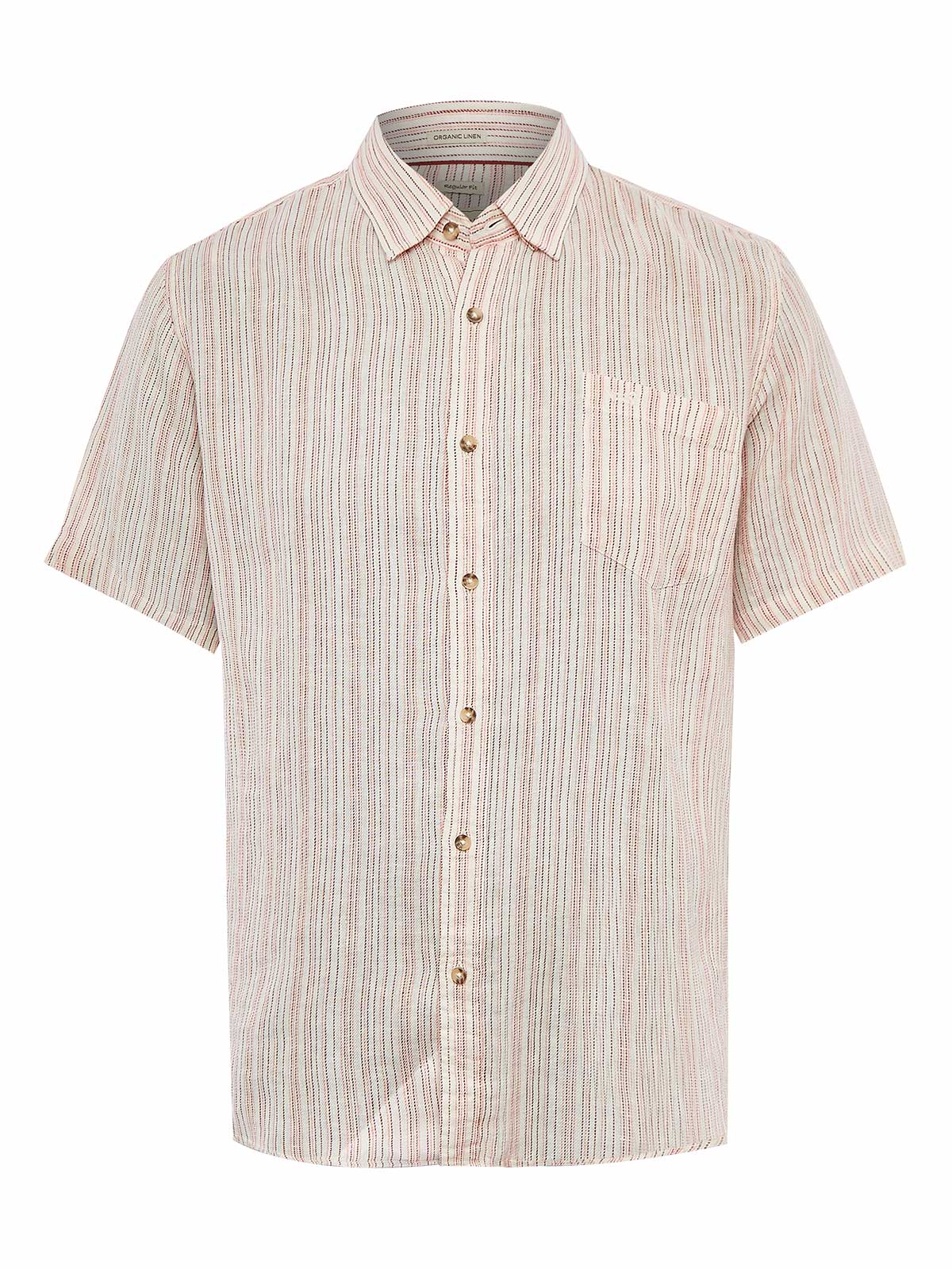 Camisa Manga Corta Lino Orgánico Para Hombre Brisa Rojo Rockford