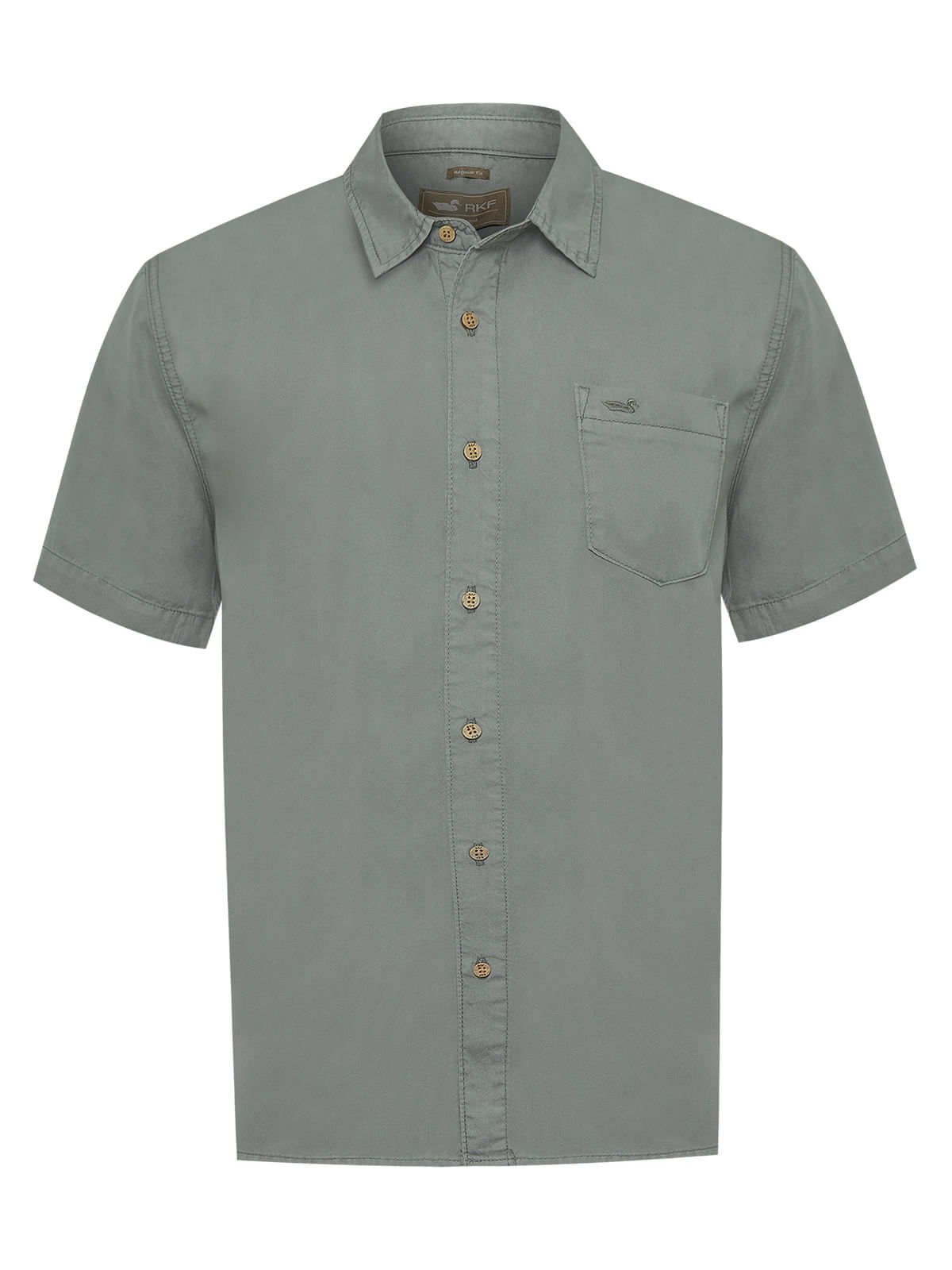 Camisa Manga Corta Tencel Para Hombre Tencel Verde Rockford