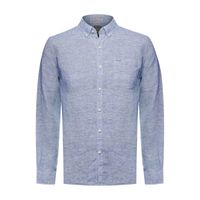 Camisa Manga Larga Lino Orgánico Para Hombre Linentex Azul Rockford