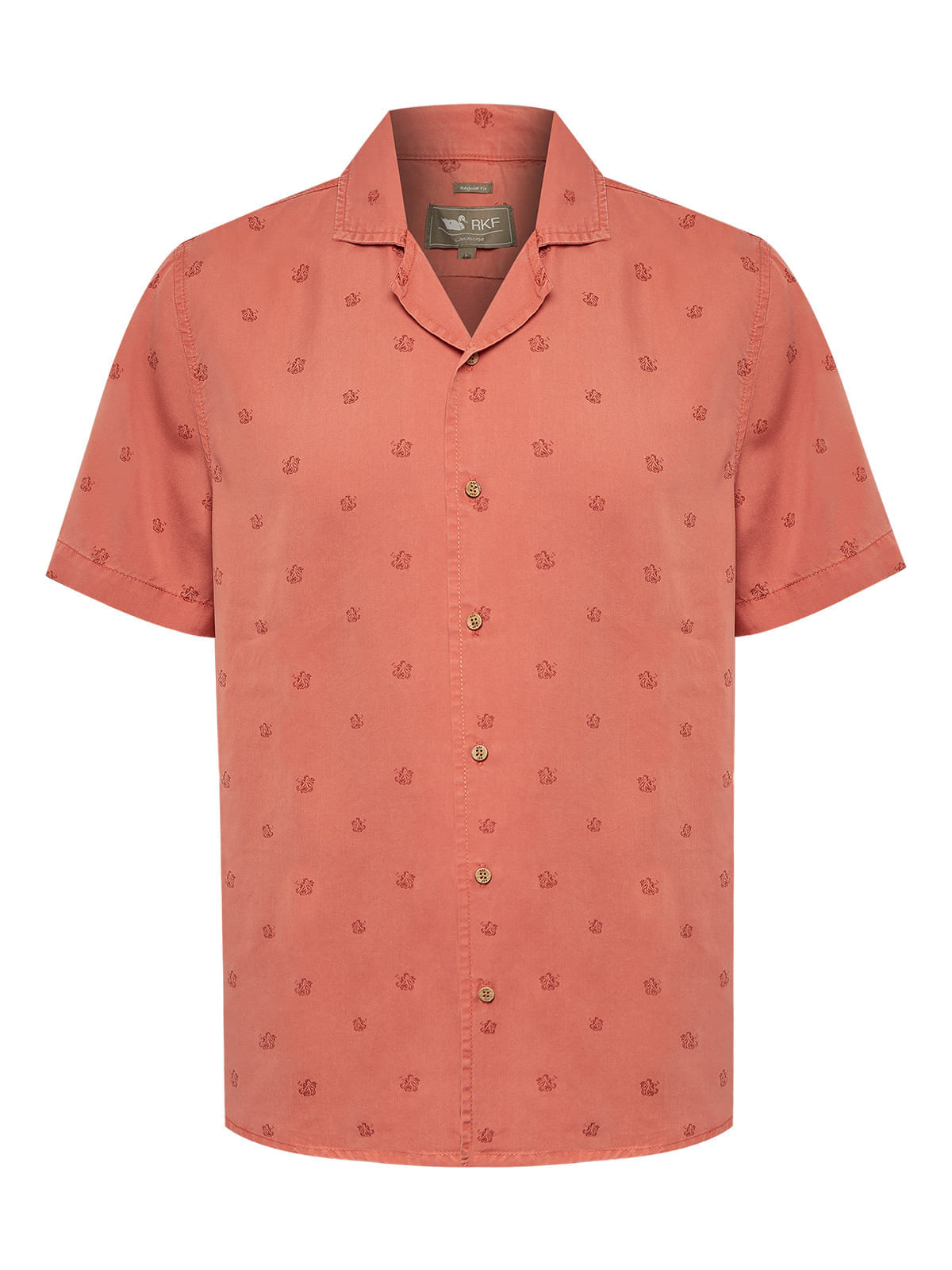 Camisa Manga Corta Tencel Para Hombre Tencelprint Rojo Rockford