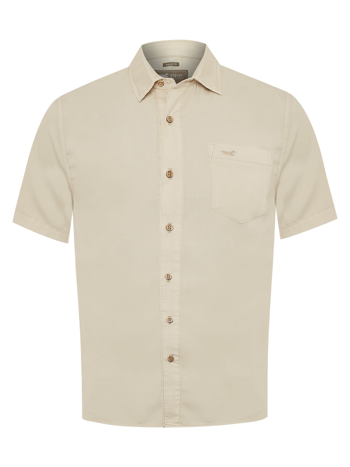 Camisa Manga Corta Tencel Para Hombre Tencel Beige/Crudo Rockford