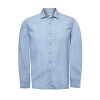 Camisa Manga Corta Tencel Para Hombre Tencel Azul Rockford