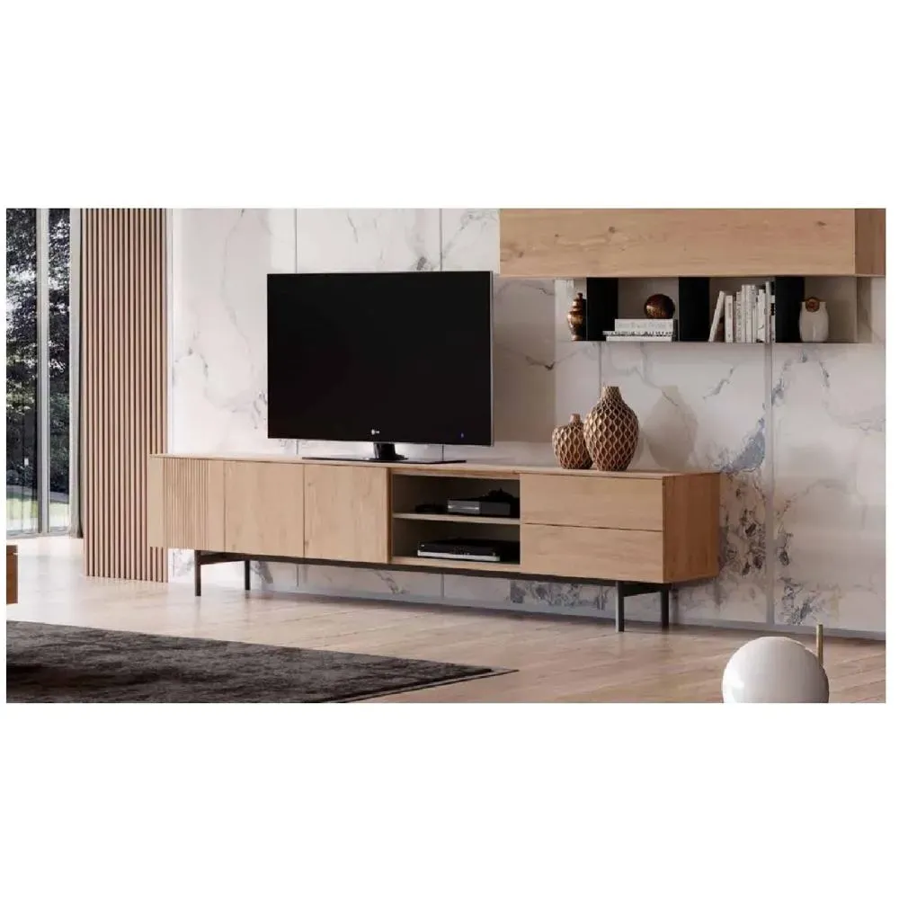 Mesa de TV Contemporánea Aragon 65"" color Duna 3 puertas 2 cajones TU MESITA 180 cm