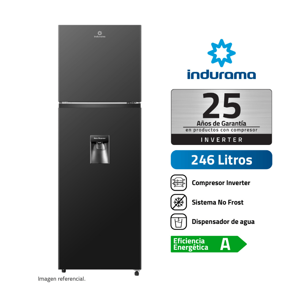 Refrigeradora Indurama Ri-389di Top Freezer 246L Negra